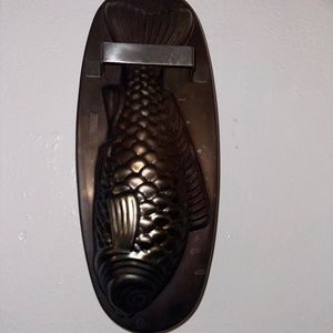 Vtg Jello Mold Fish Copper Large